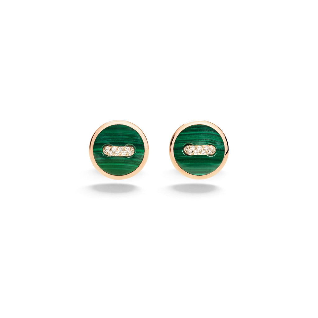 Pomellato Pom Pom Dot Ohrringe (POC4030O7000DB0MY) aus Roségold mit Diamant und Malachit