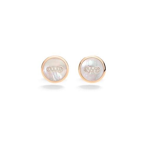 Pomellato Pom Pom Dot Ohrringe (POC4030O7WHRDB0MP) aus Roségold mit Diamant und Perlmutt