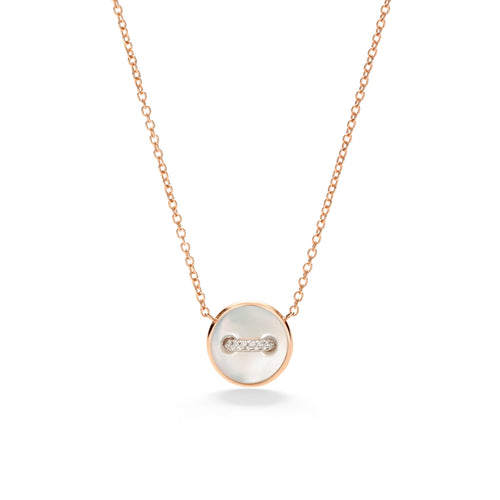 Pomellato Pom Pom Dot wendbare Halskette mit Anhänger (PCC4030O7WHRDB0MP) aus Roségold mit Diamant und Perlmutt