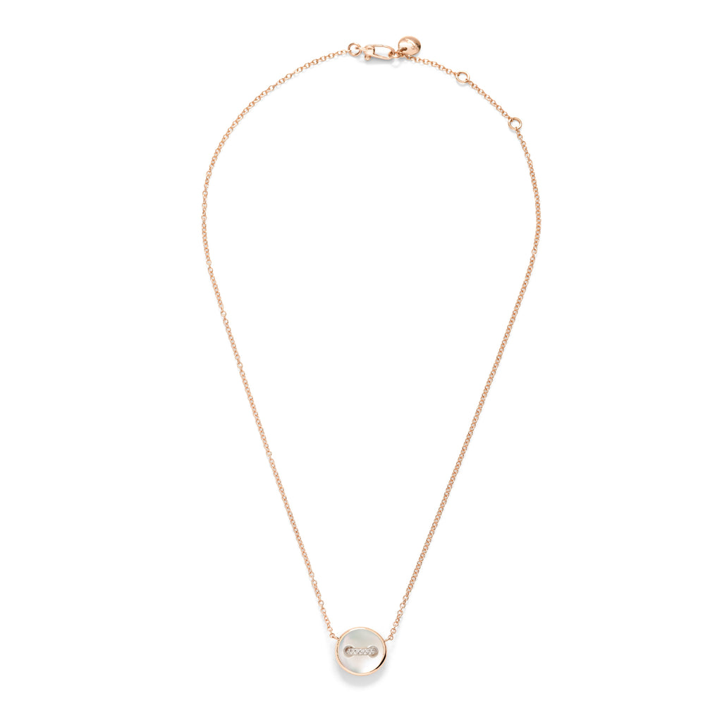 Pomellato Pom Pom Dot wendbare Halskette mit Anhänger (PCC4030O7WHRDB0MP) aus Roségold mit Diamant und Perlmutt