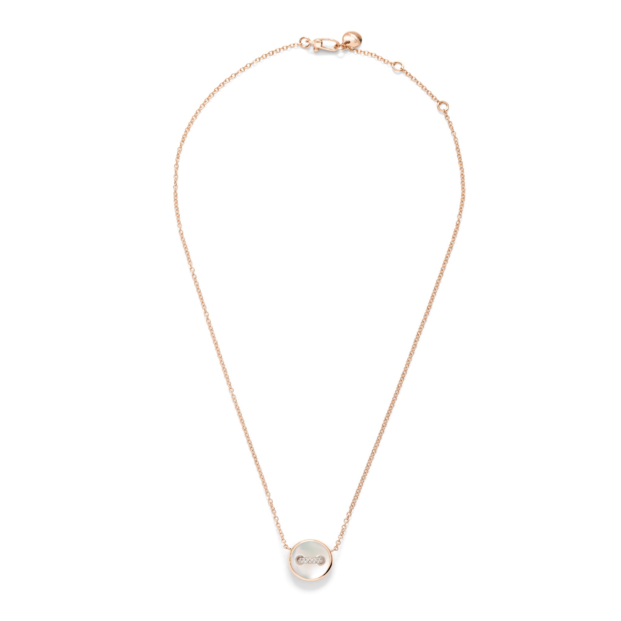 Pomellato Pom Pom Dot wendbare Halskette mit Anhänger (PCC4030O7WHRDB0MP) aus Roségold mit Diamant und Perlmutt