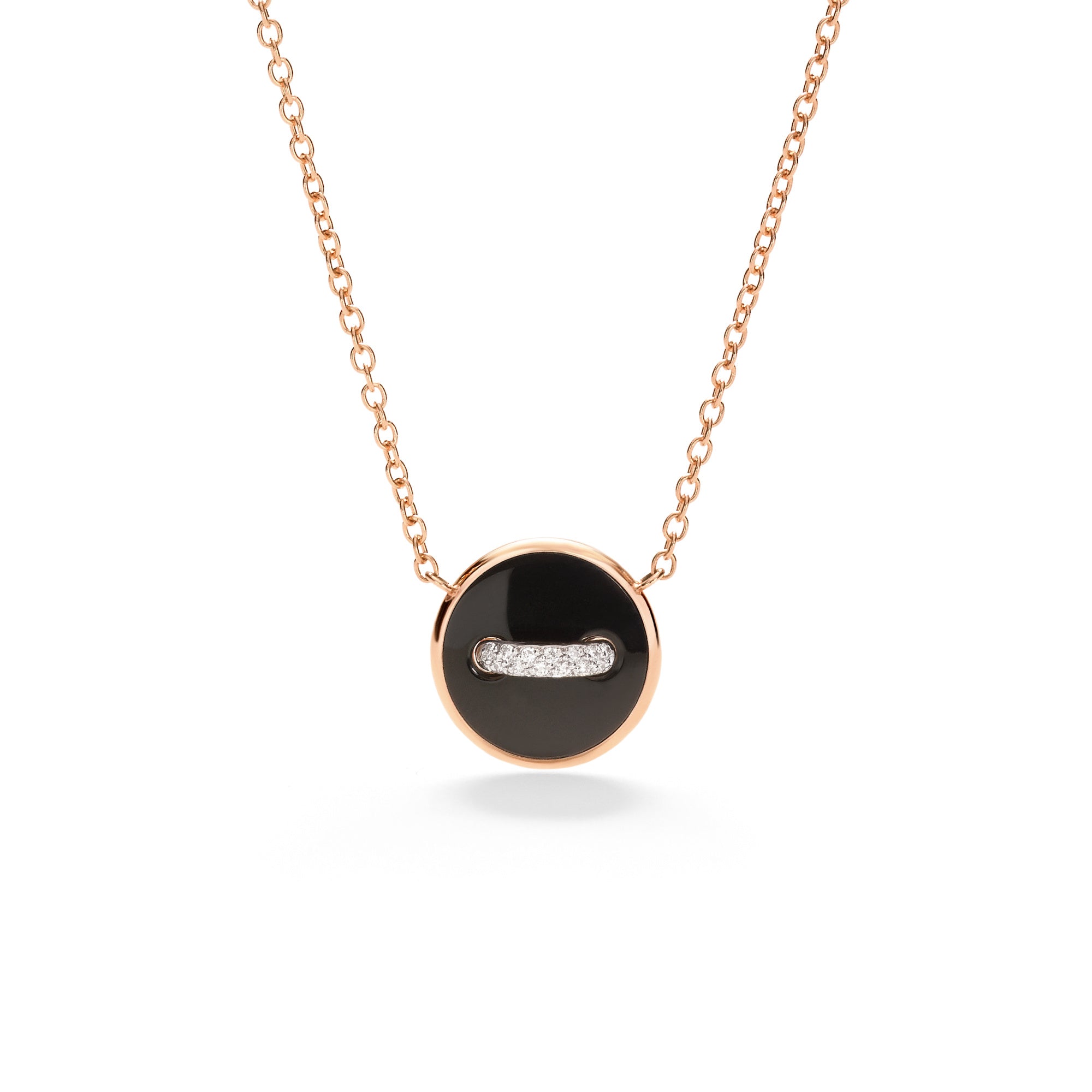 Pomellato Pom Pom Dot wendbare Halskette mit Anhänger (PCC4030O7WHRDB0ON) aus Roségold mit Diamant, Onyx und Perlmutt