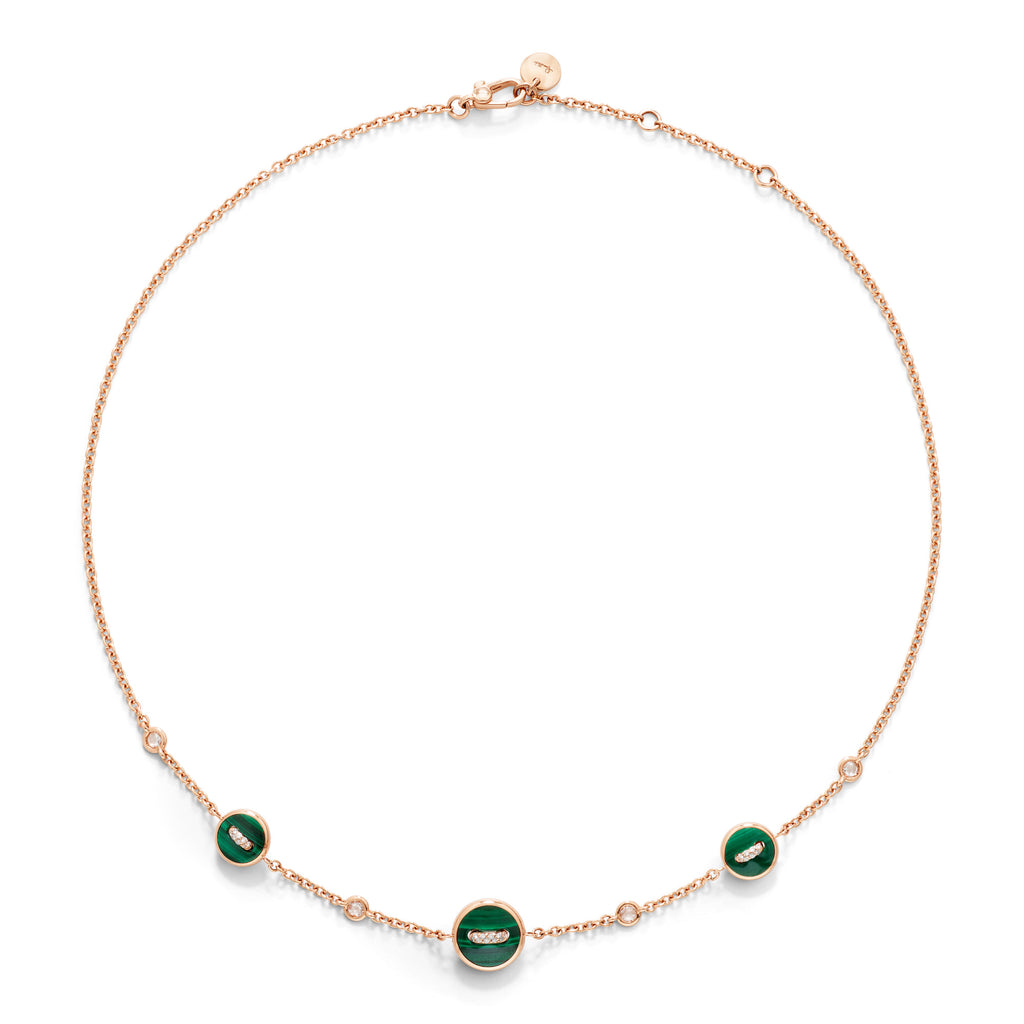 Pomellato Pom Pom Dot wendbare Halskette (PCC6030O7000BMPMY) aus Roségold mit Diamant, Malachit und Perlmutt