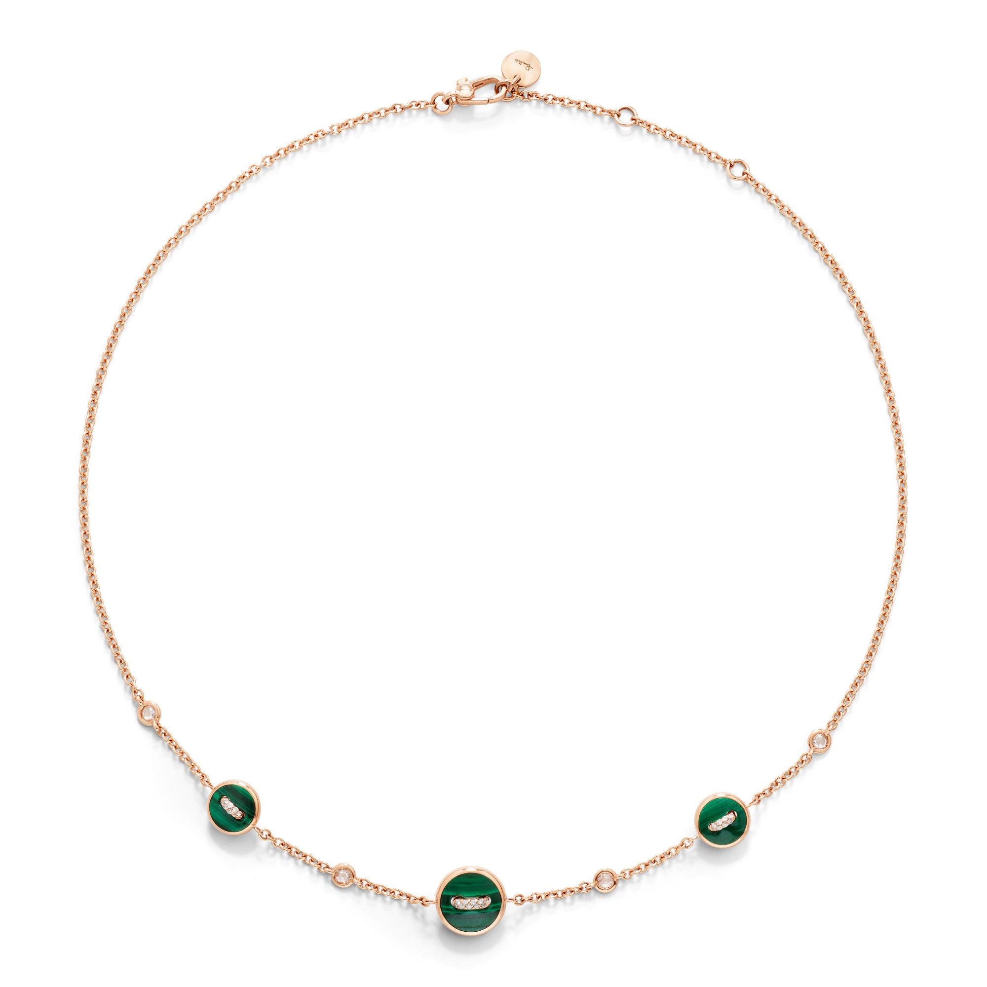 Pomellato Pom Pom Dot wendbare Halskette (PCC6030O7000BMPMY) aus Roségold mit Diamant, Malachit und Perlmutt