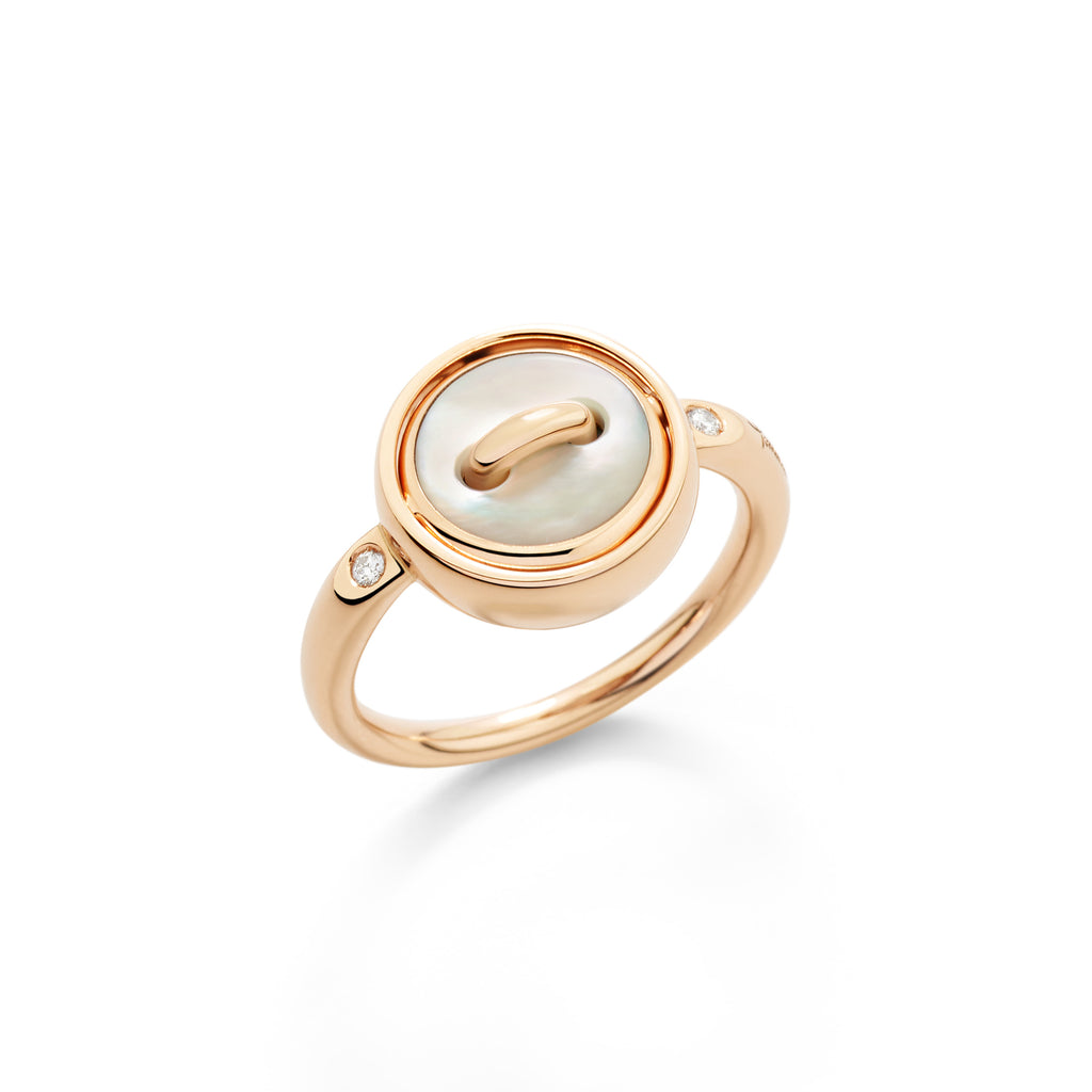 Pomellato Pom Pom Dot wendbarer Ring (PAC5030O7000BMPMY) aus Bicolor-Gold mit Diamant, Malachit und Perlmutt