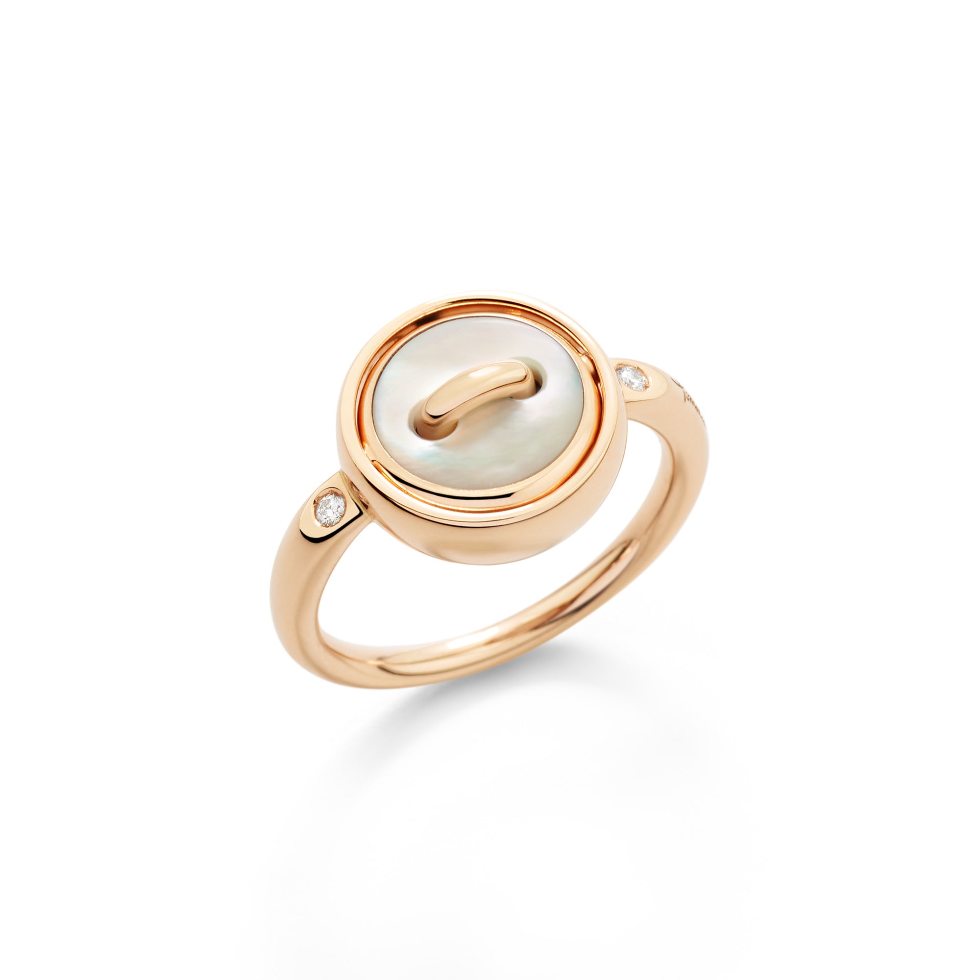 Pomellato Pom Pom Dot wendbarer Ring (PAC5030O7000BMPMY) aus Bicolor-Gold mit Diamant, Malachit und Perlmutt