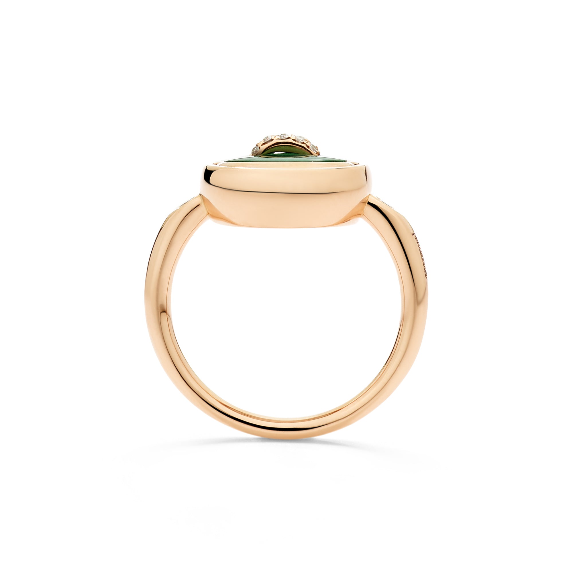 Pomellato Pom Pom Dot wendbarer Ring (PAC5030O7000BMPMY) aus Bicolor-Gold mit Diamant, Malachit und Perlmutt