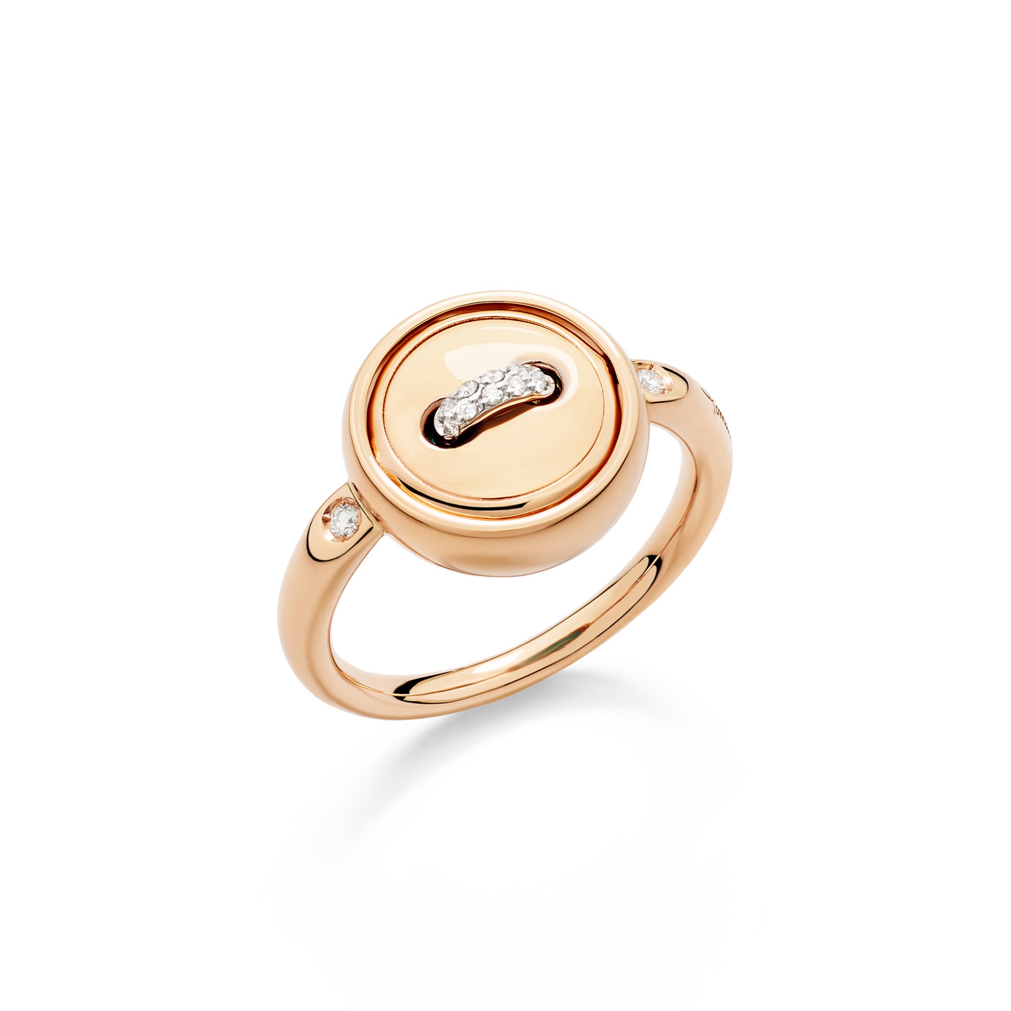 Pomellato Pom Pom Dot wendbarer Ring (PAC5031O7WHRDB0TU) aus Bicolor-Gold mit Diamant und Türkis