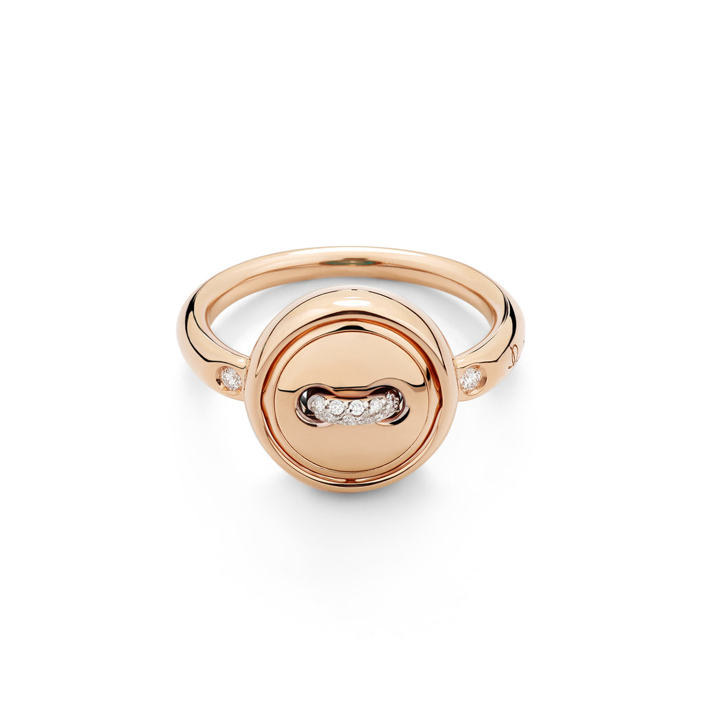 Pomellato Pom Pom Dot wendbarer Ring (PAC5031O7WHRDB0TU) aus Bicolor-Gold mit Diamant und Türkis