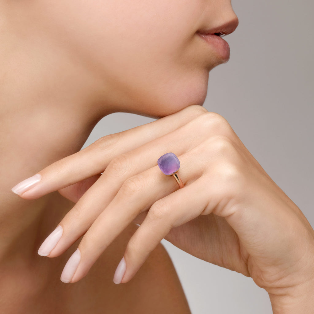 Pomellato Ring Nudo Gelé Classic (PAA1100O6000SICMP) aus Bicolor-Gold mit Amethyst und Perlmutt