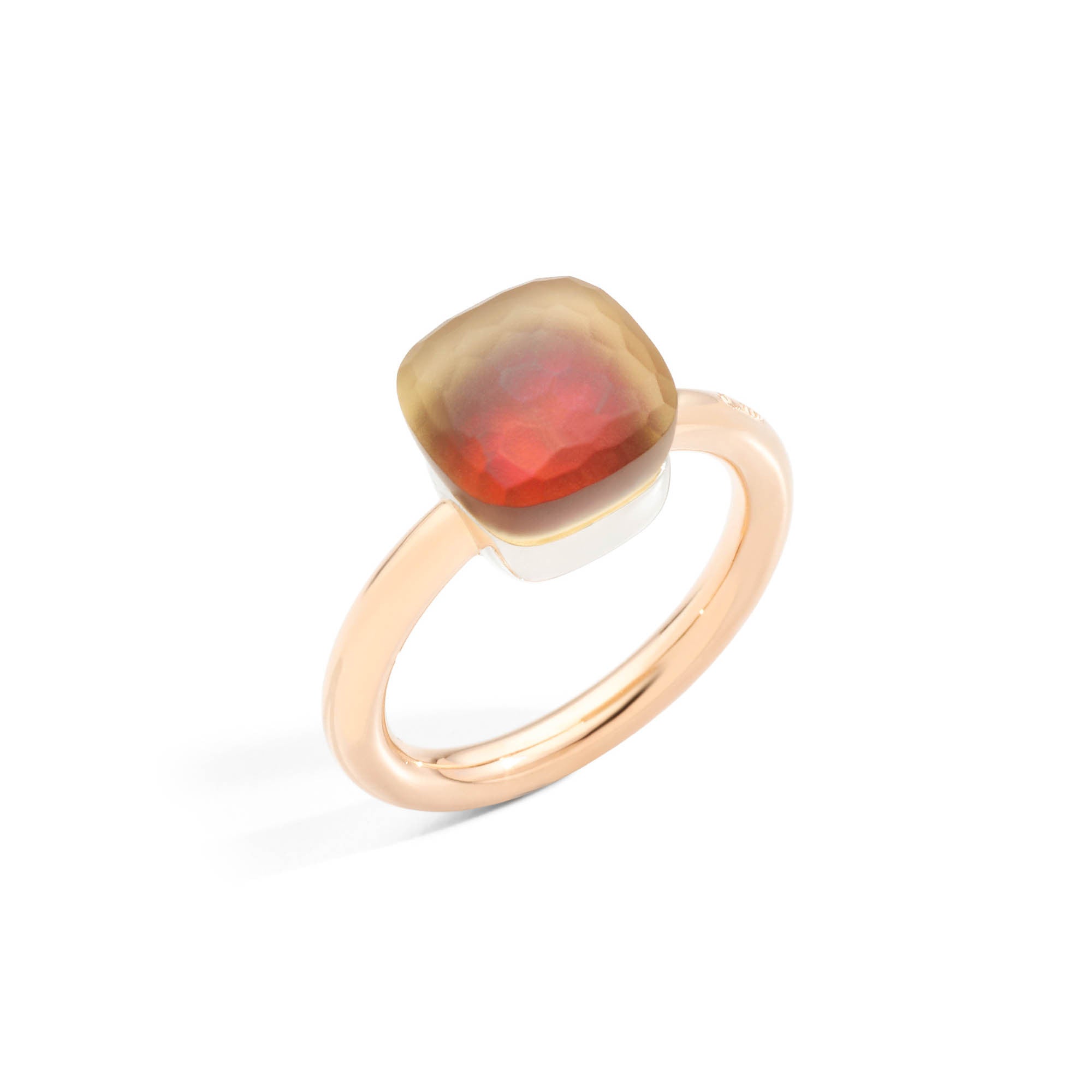 Pomellato Ring Nudo Gelé Classic (PAA1100O6000SOVCY) aus Bicolor-Gold mit Citrin und Karneol