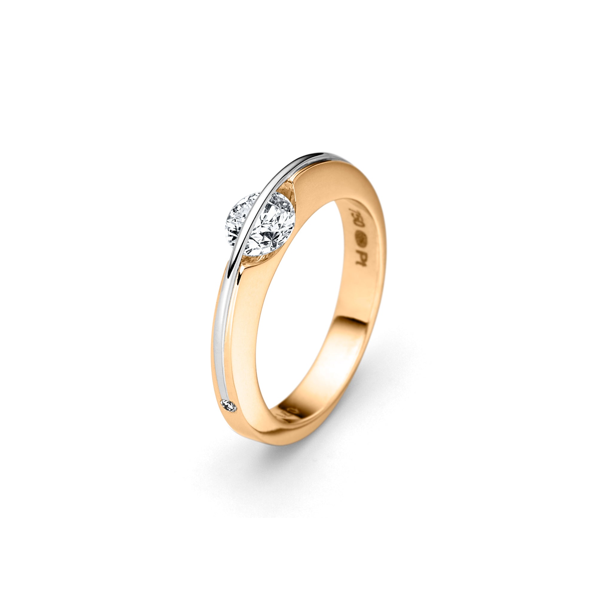 Schaffrath LIBERTÉ Diamantring - 118_L1001_50_GW (GW) aus Gelbgold, Platin mit Diamant