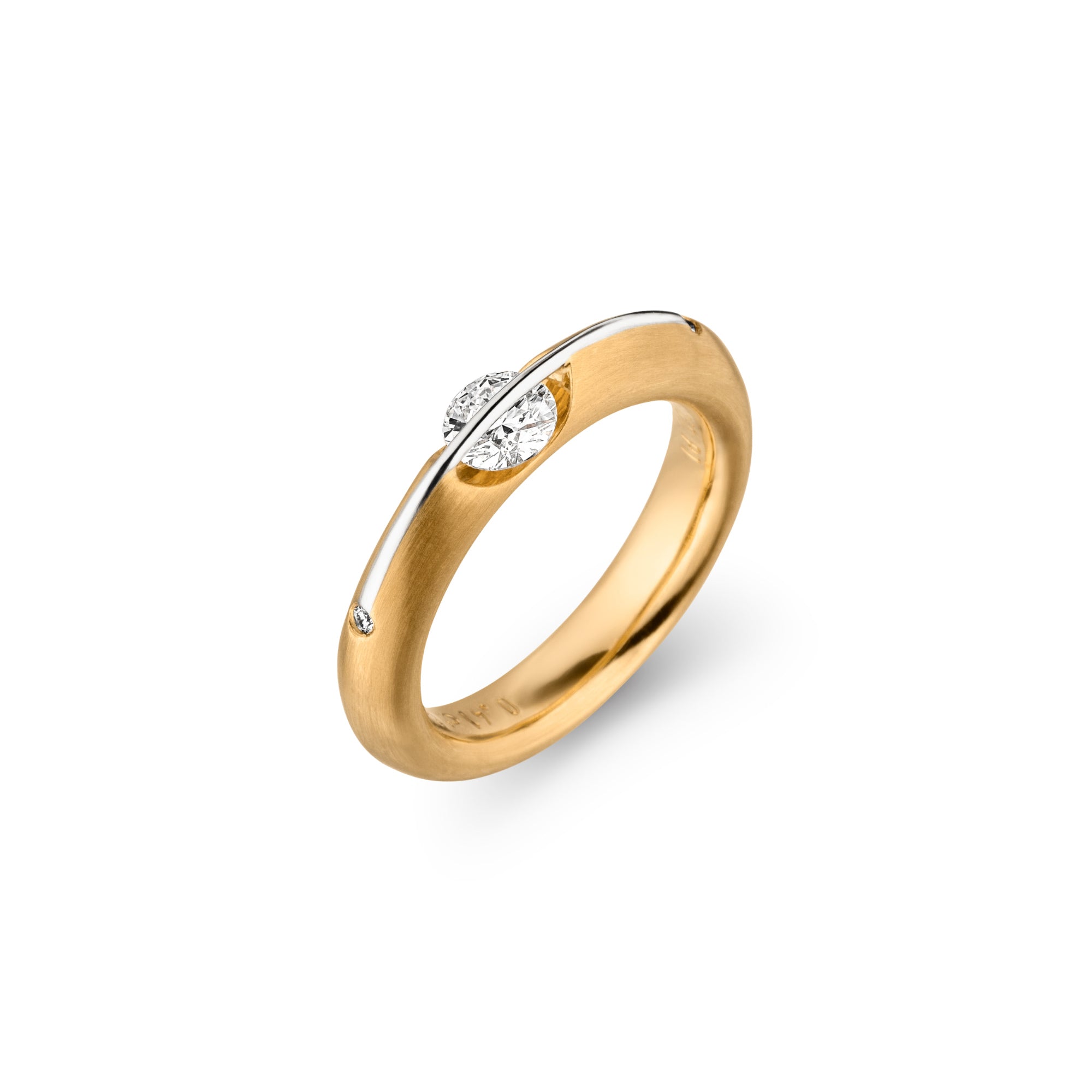 Schaffrath LIBERTÉ Diamantring - 118_L1029_50_GW (GW) aus Gelbgold, Platin mit Diamant
