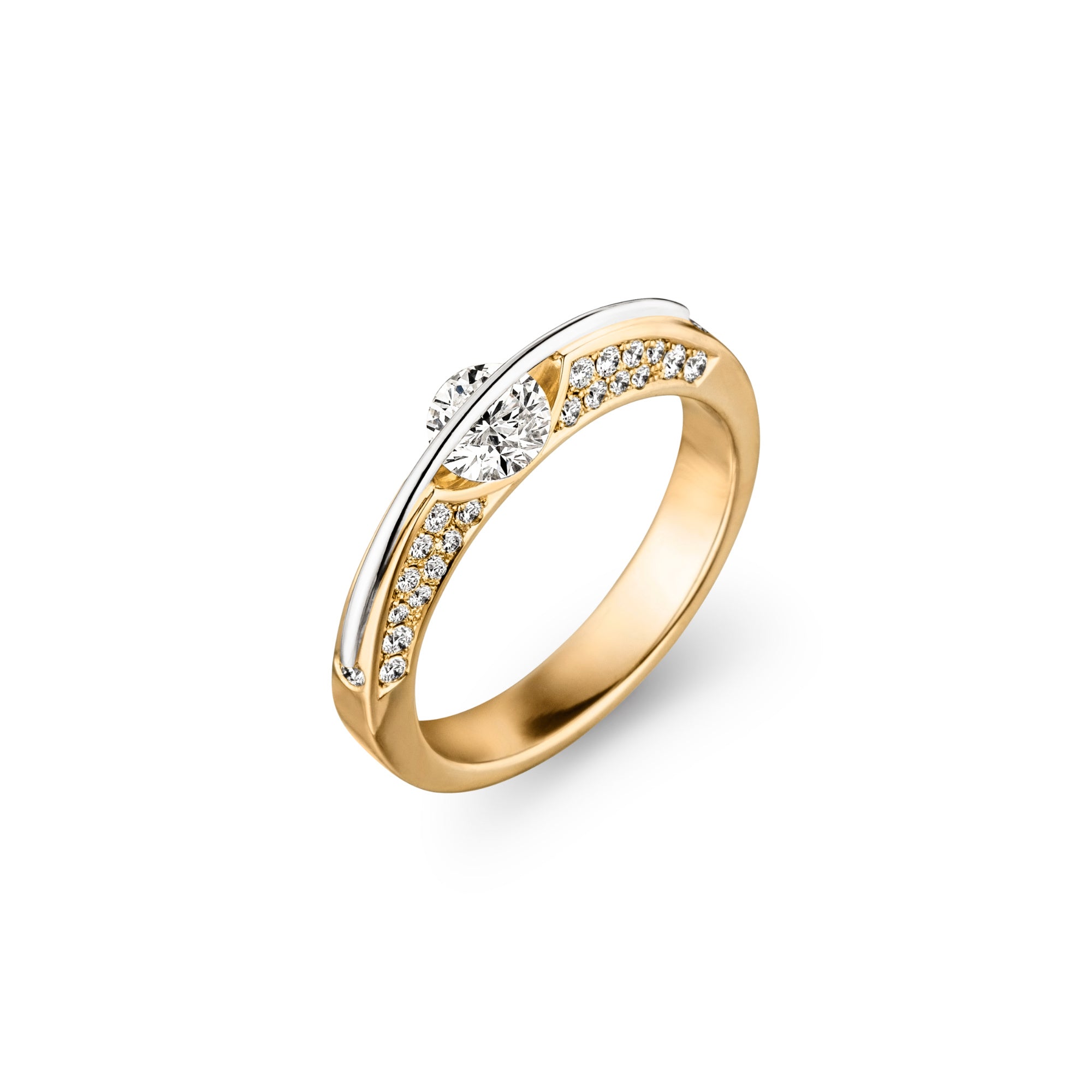 Schaffrath LIBERTÉ Diamantring - 118_L1730_50_GW (GW) aus Gelbgold, Platin mit Diamant