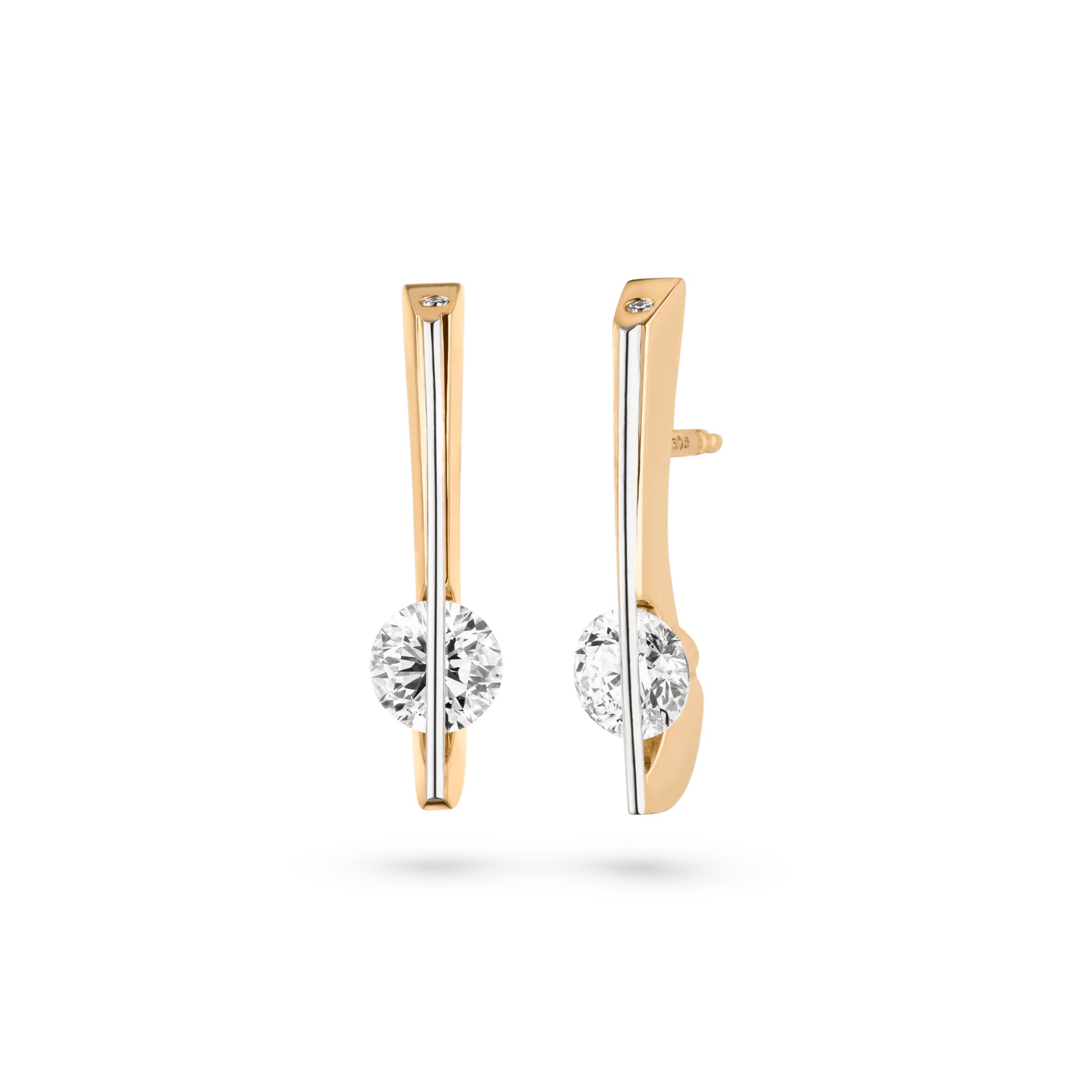 Schaffrath LIBERTÉ Ohrhänger - 117_L1040_80_GW (GW) aus Gelbgold, Platin mit Diamant