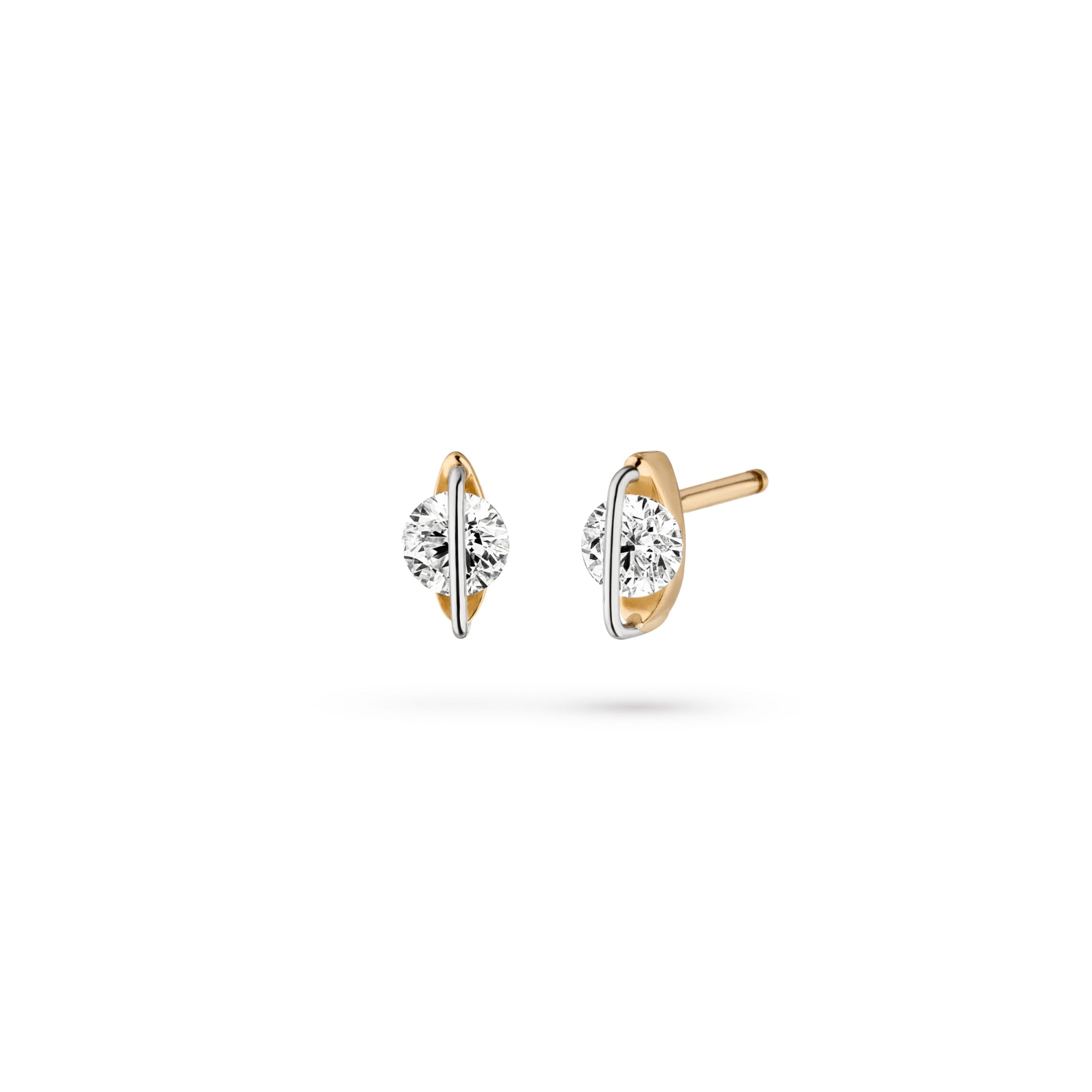 Schaffrath LIBERTÉ Ohrstecker - 117_LN004_40_GW (GW) aus Gelbgold, Platin mit Diamant