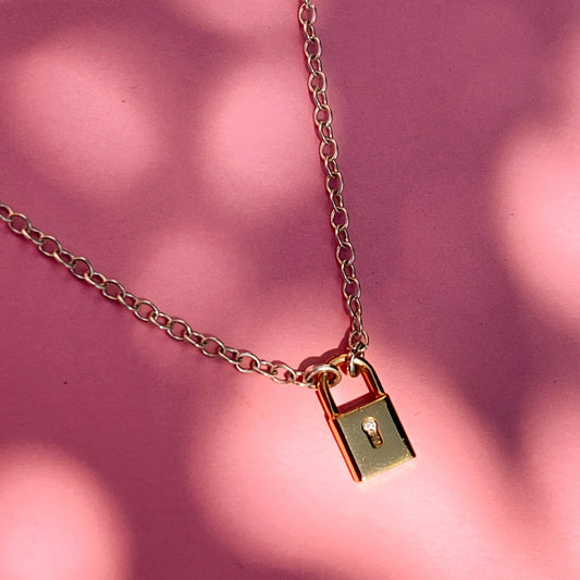 Kette Love Lock, Recyceltes Gold und Silber mit Diamant 0.009 ct. von The Good Bling online kaufen (Ref. TGB-LoveLock-Kette-GS-0009)