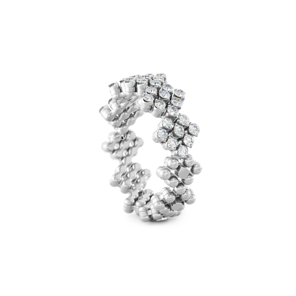 Serafino Consoli Brevetto Flower Multi-Size Ring - RMS FL H2 WG WD (WD) aus Weißgold mit Diamant