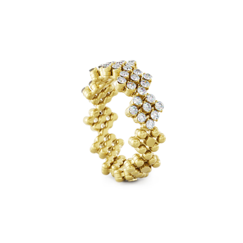 Serafino Consoli Brevetto Flower Multi-Size Ring - RMS FL H2 YG WD (WD) aus Gelbgold mit Diamant