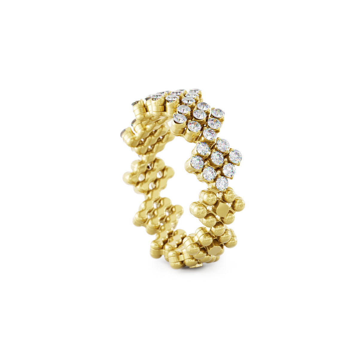 Serafino Consoli Brevetto Flower Multi-Size Ring - RMS FL H2 YG WD (WD) aus Gelbgold mit Diamant