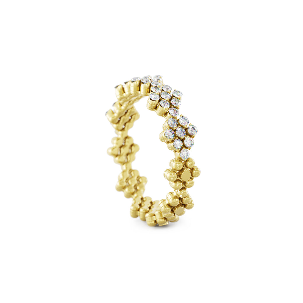 Serafino Consoli Brevetto Flower Multi-Size Ring - RMS FL H2 YG WD (WD) aus Gelbgold mit Diamant