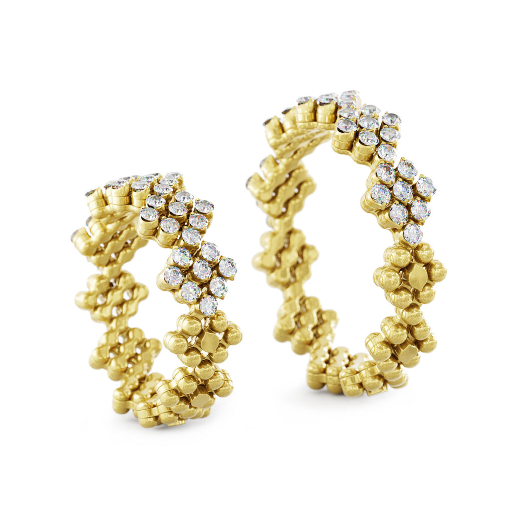 Serafino Consoli Brevetto Flower Multi-Size Ring - RMS FL H2 YG WD (WD) aus Gelbgold mit Diamant