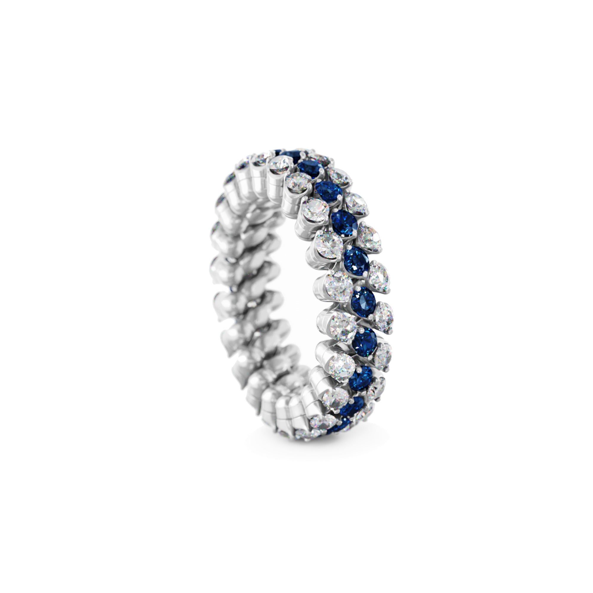 Serafino Consoli Brevetto Multi-Size Ring - RMS 3F2 WG WD BS (BS) aus Weißgold mit Diamant und Saphir