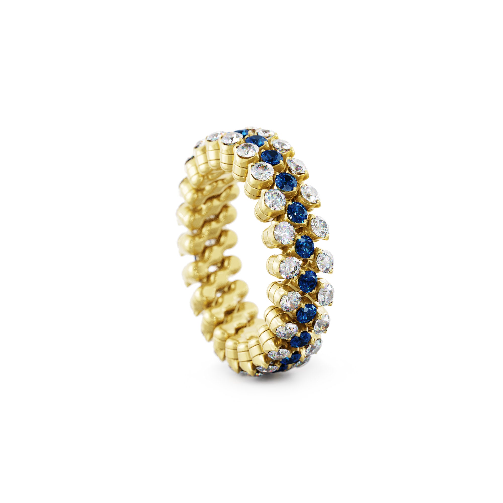 Serafino Consoli Brevetto Multi-Size Ring - RMS 3F2 YG WD BS (BS) aus Gelbgold mit Diamant und Saphir