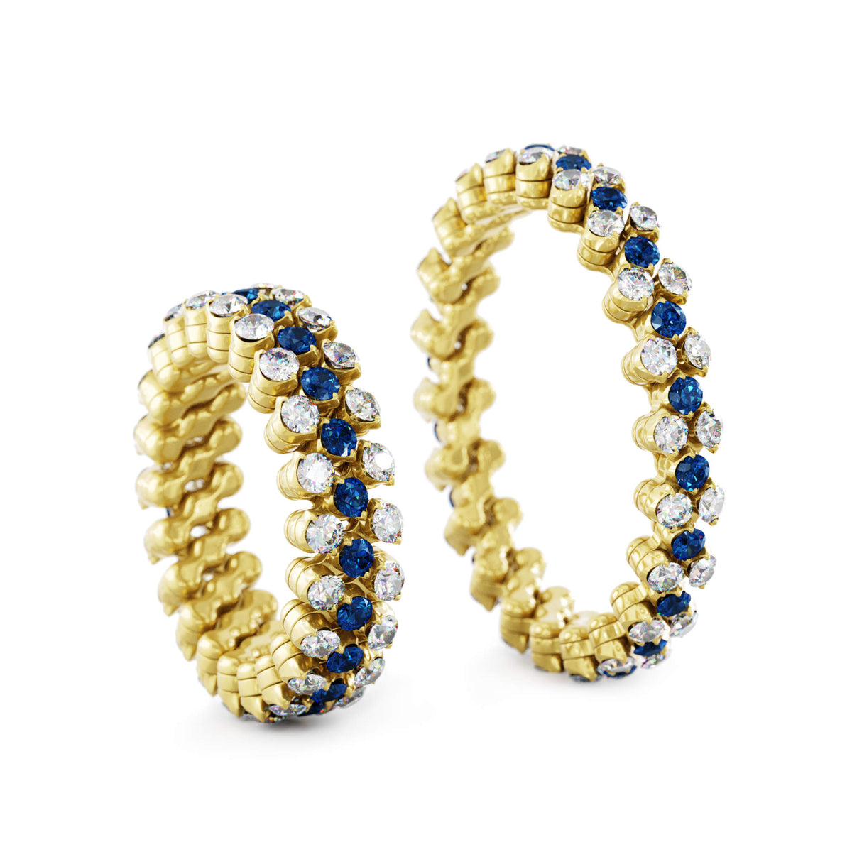Serafino Consoli Brevetto Multi-Size Ring - RMS 3F2 YG WD BS (BS) aus Gelbgold mit Diamant und Saphir