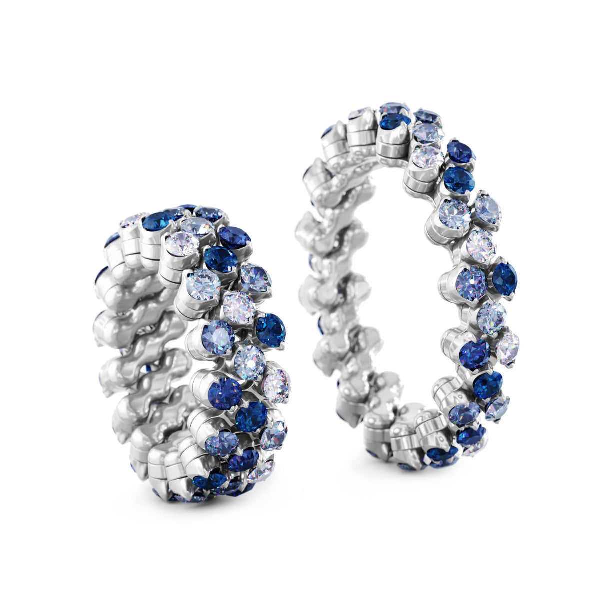 Serafino Consoli Brevetto Multi-Size Ring - RMS 3F7 WG BS MIX (MIX) aus Weißgold mit Diamant und Saphir