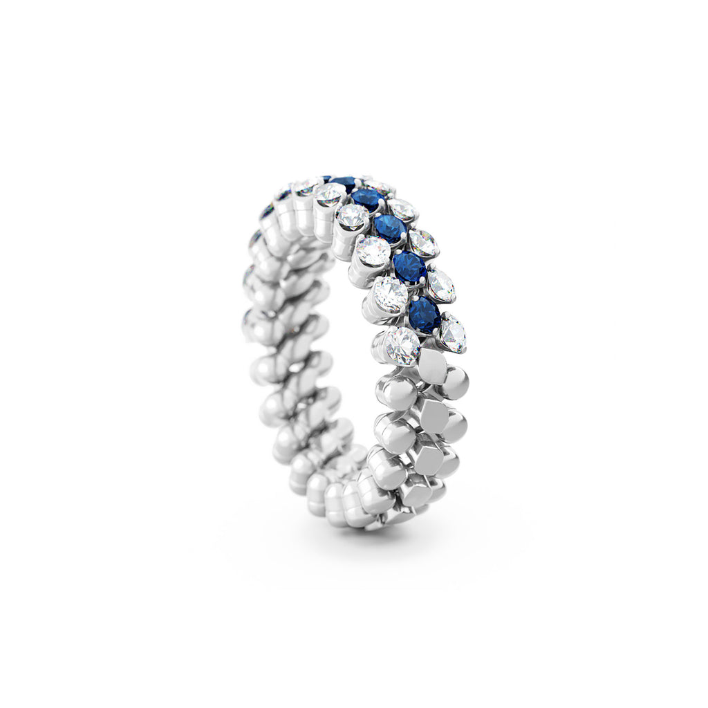 Serafino Consoli Brevetto Multi-Size Ring - RMS 3H2 WG WD BS (BS) aus Weißgold mit Diamant und Saphir