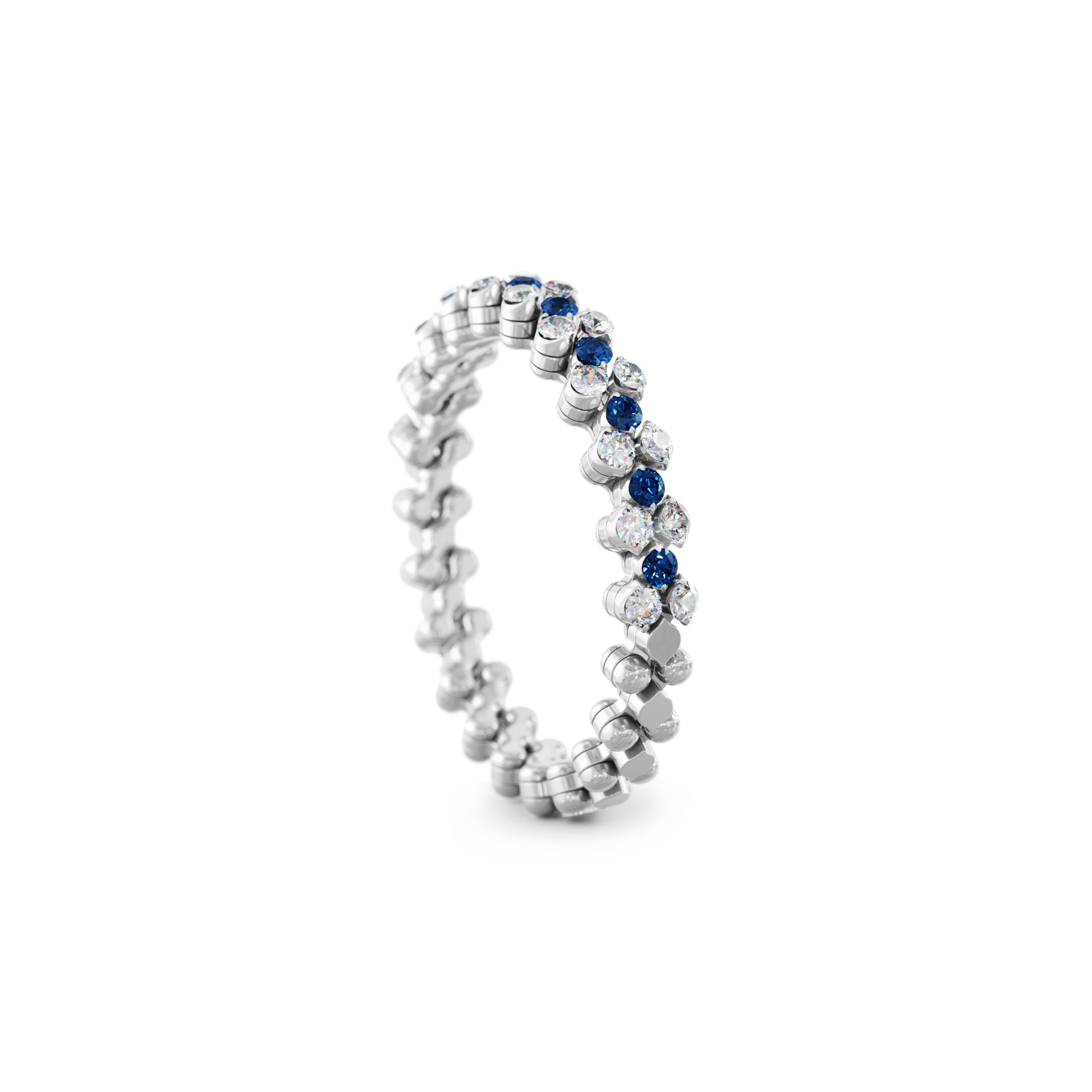 Serafino Consoli Brevetto Multi-Size Ring - RMS 3H2 WG WD BS (BS) aus Weißgold mit Diamant und Saphir