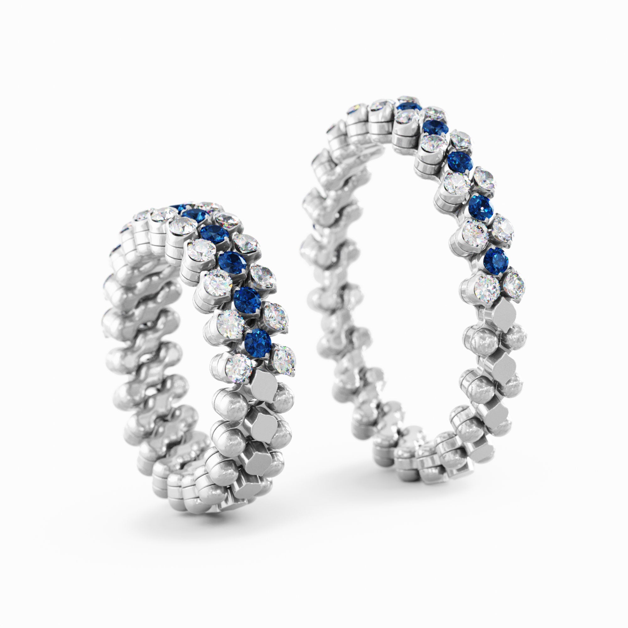 Serafino Consoli Brevetto Multi-Size Ring - RMS 3H2 WG WD BS (BS) aus Weißgold mit Diamant und Saphir