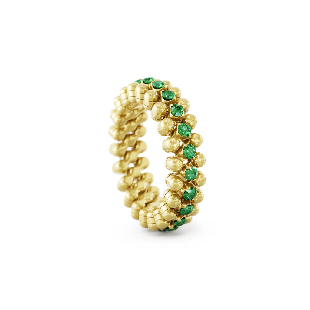 Serafino Consoli Brevetto Multi-Size Ring - RMS 3M2 YG T (T) aus Gelbgold mit Diamant und Tsavorit