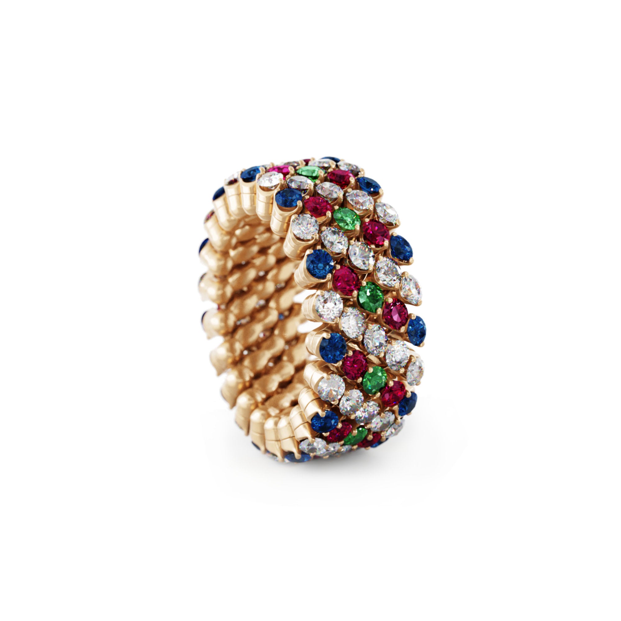 Serafino Consoli Brevetto Multi-Size Ring - RMS 5F2 RG WD BS R T MC (MC) aus Roségold mit Diamant, Rubin, Saphir und Tsavorit