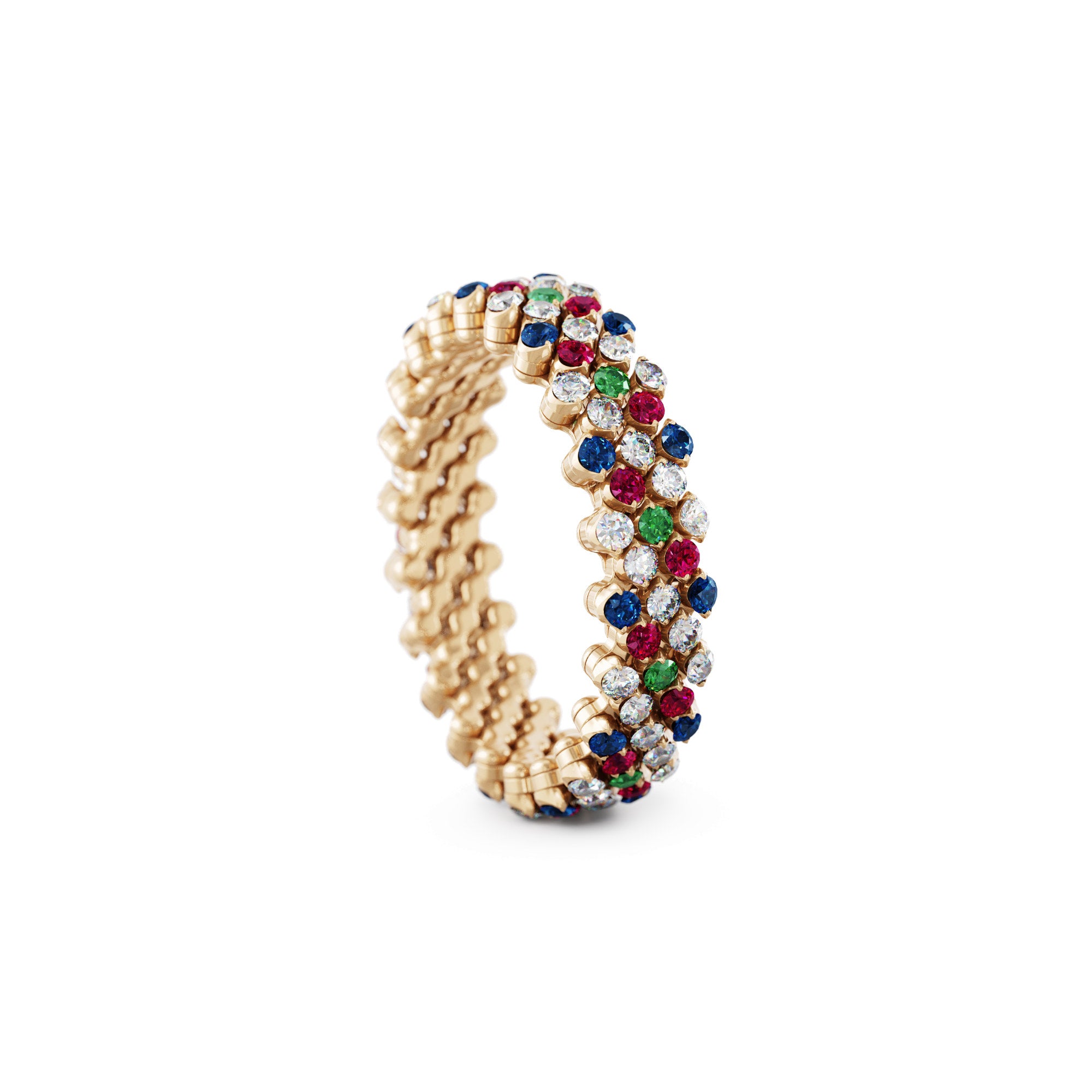 Serafino Consoli Brevetto Multi-Size Ring - RMS 5F2 RG WD BS R T MC (MC) aus Roségold mit Diamant, Rubin, Saphir und Tsavorit