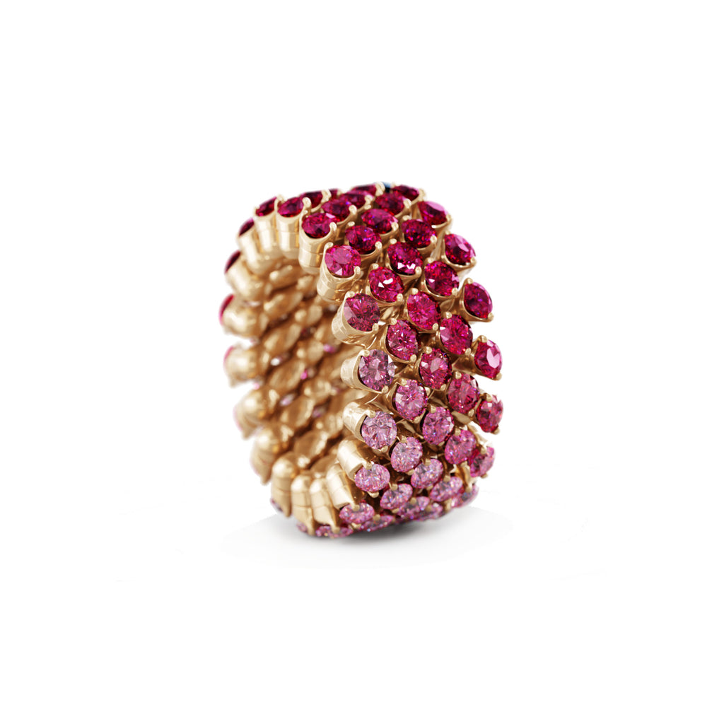 Serafino Consoli Brevetto Multi-Size Ring - RMS 5F4 RG PS SFT (SFT) aus Roségold mit Saphir