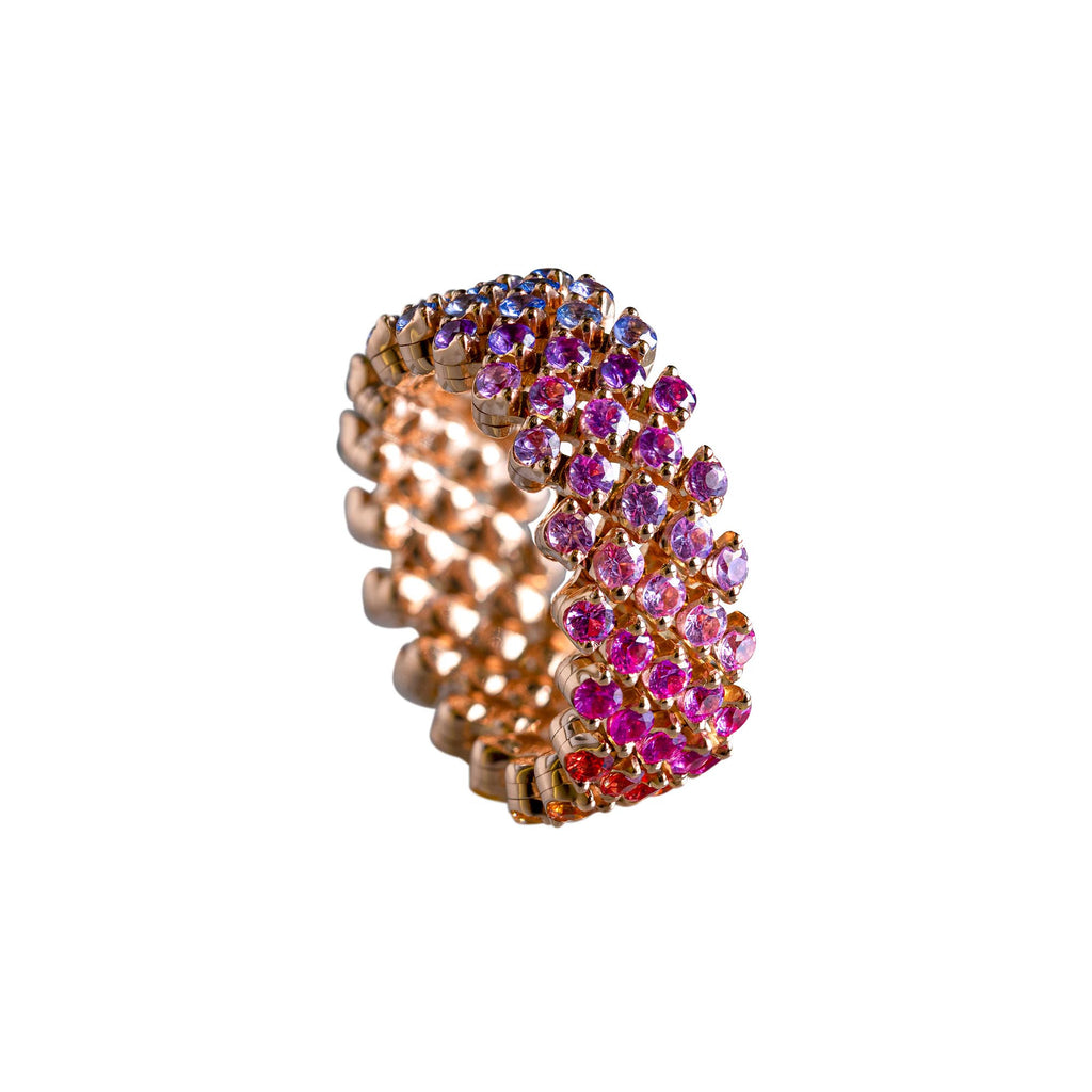 Serafino Consoli Brevetto Multi-Size Ring - RMS 5F4 RG RAINBOW (RAINBOW) aus Roségold mit Diamant und Saphir
