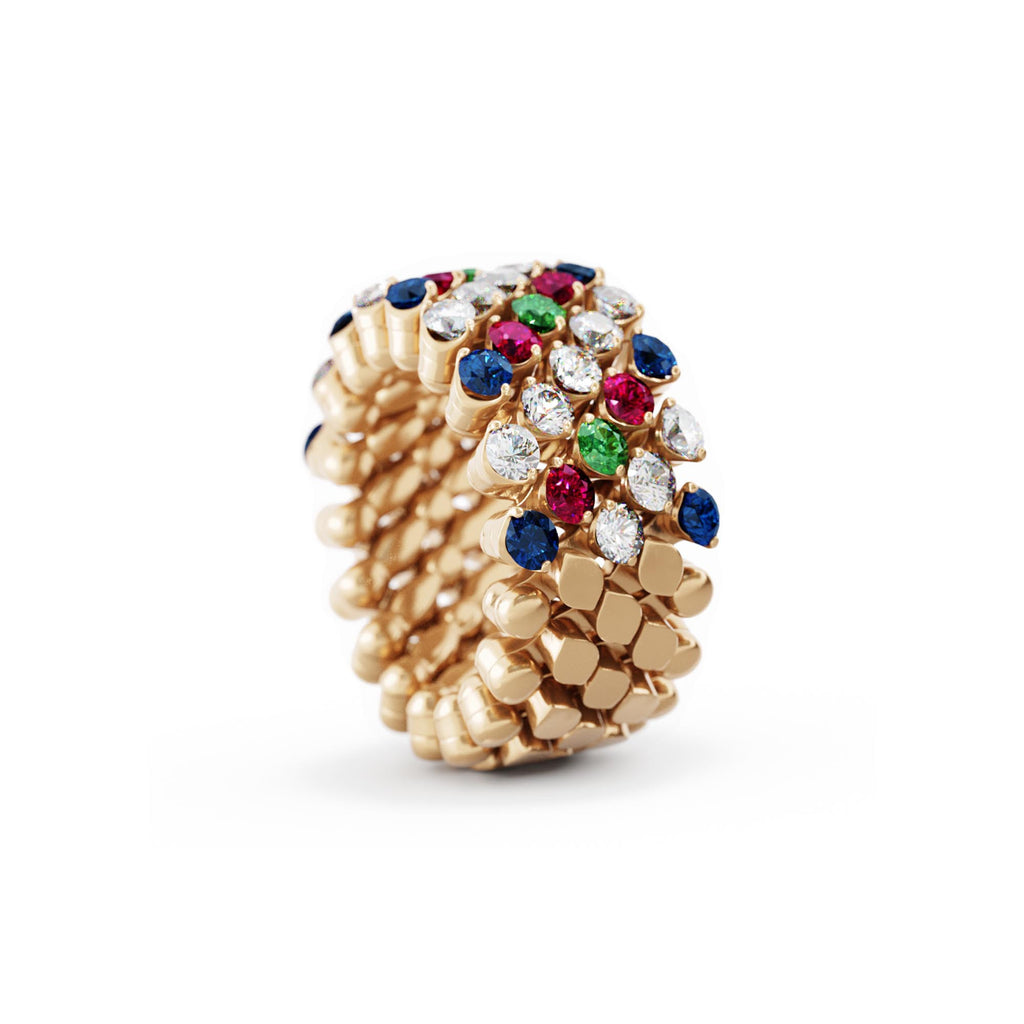 Serafino Consoli Brevetto Multi-Size Ring - RMS 5H4 RG WD BS R T MC (MC) aus Roségold mit Diamant, Rubin, Saphir und Tsavorit