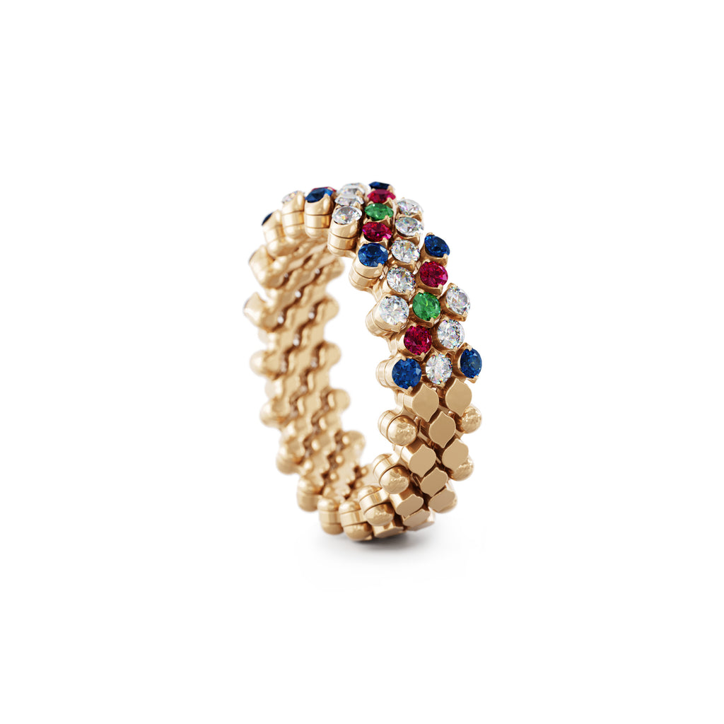 Serafino Consoli Brevetto Multi-Size Ring - RMS 5H4 RG WD BS R T MC (MC) aus Roségold mit Diamant, Rubin, Saphir und Tsavorit