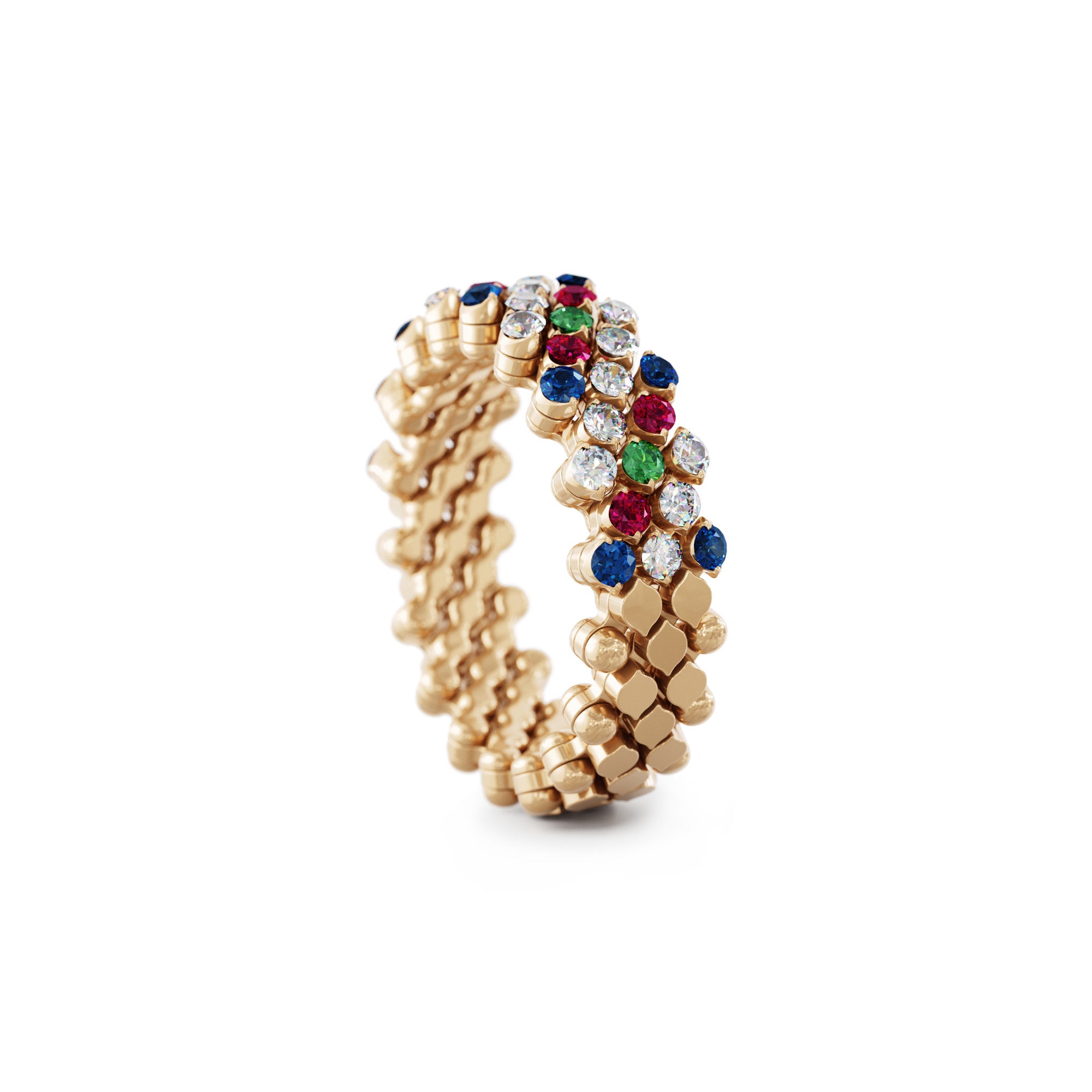 Serafino Consoli Brevetto Multi-Size Ring - RMS 5H4 RG WD BS R T MC (MC) aus Roségold mit Diamant, Rubin, Saphir und Tsavorit