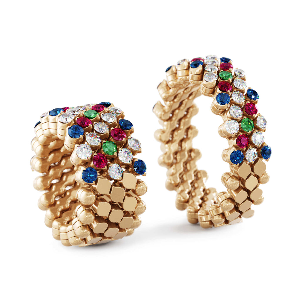 Serafino Consoli Brevetto Multi-Size Ring - RMS 5H4 RG WD BS R T MC (MC) aus Roségold mit Diamant, Rubin, Saphir und Tsavorit
