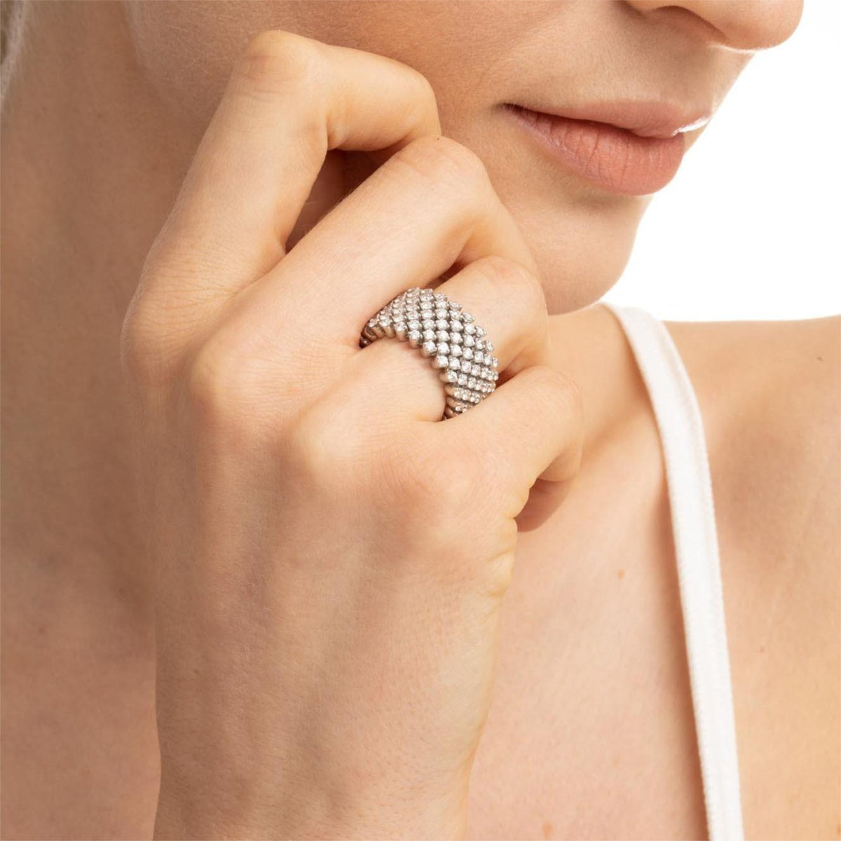 Serafino Consoli Brevetto Multi-Size Ring - RMS 7F2 WG WD (WD) aus Weißgold mit Diamant
