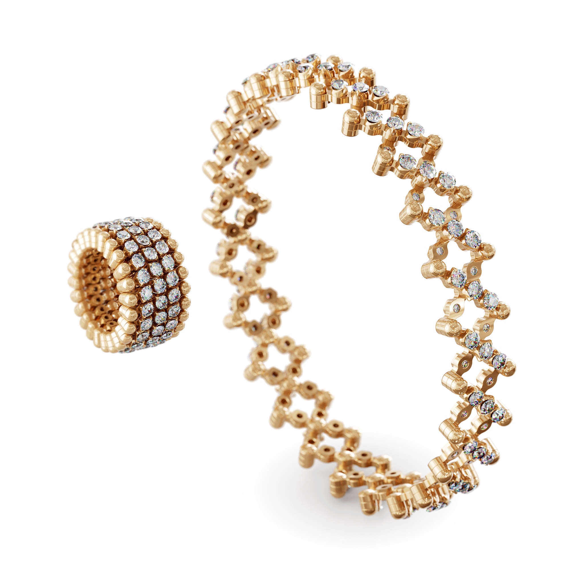 Serafino Consoli Brevetto Multi-Size Ring und Armband - S.RB 5MI4 RG WD (WD) aus Roségold mit Diamant