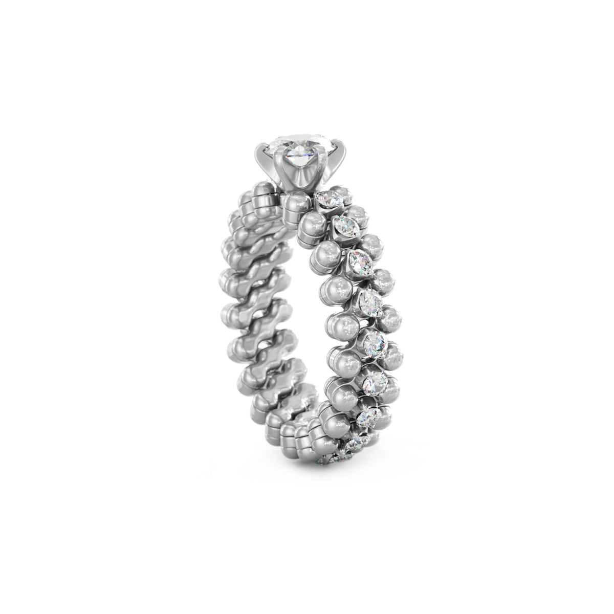 Serafino Consoli Brevetto Solitaire Multi-Size Ring - RMS SL WD 050 3M2 WG WD (WD) aus Weißgold mit Diamant