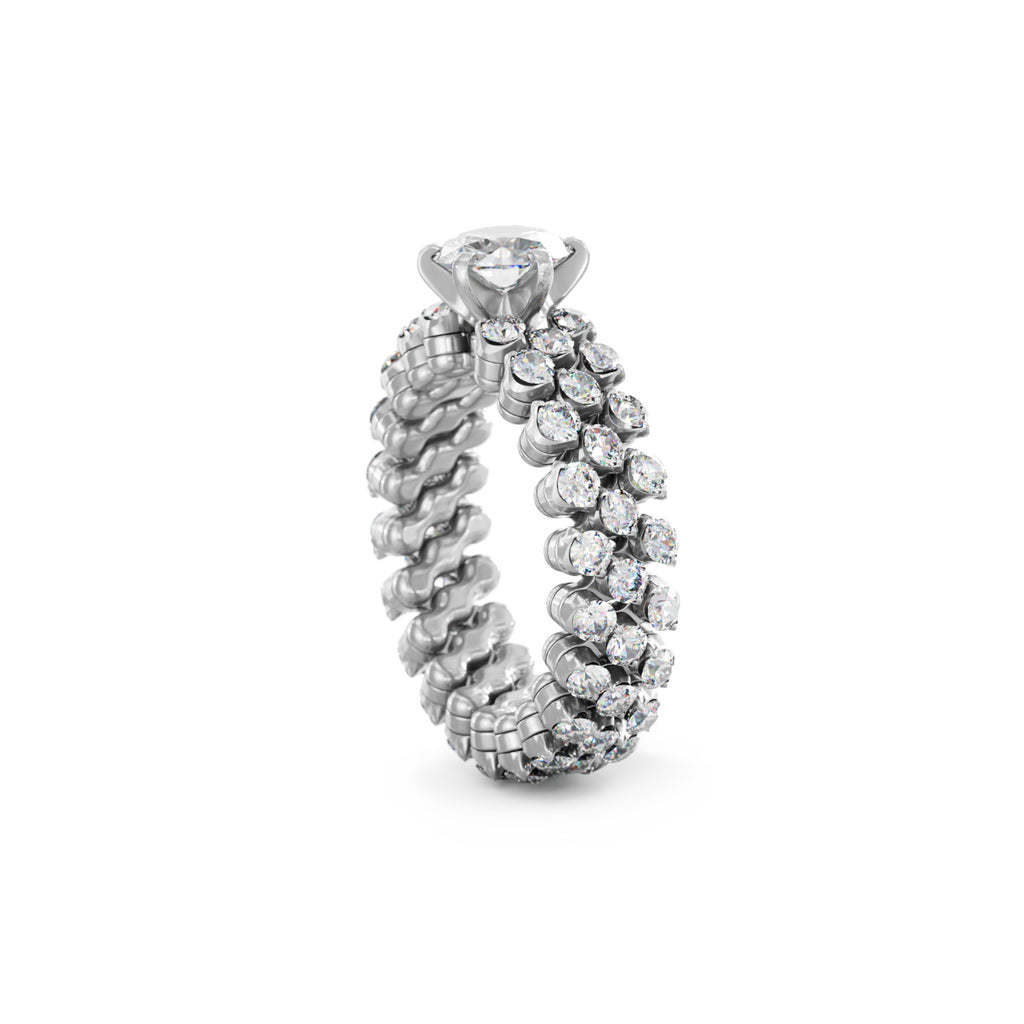 Serafino Consoli Brevetto Solitaire Multi-Size Ring - RMS SL WD 075 3F2 WG WD (WD) aus Weißgold mit Diamant