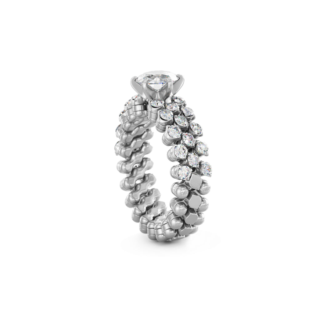 Serafino Consoli Brevetto Solitaire Multi-Size Ring - RMS SL WD 075 3H2 WG WD (WD) aus Weißgold mit Diamant