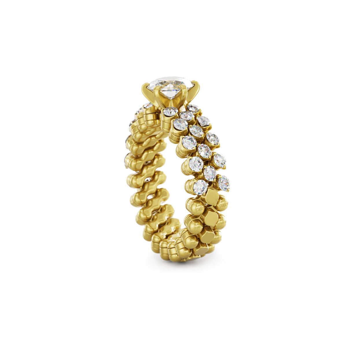 Serafino Consoli Brevetto Solitaire Multi-Size Ring - RMS SL WD 075 3H2 YG WD (WD) aus Gelbgold mit Diamant
