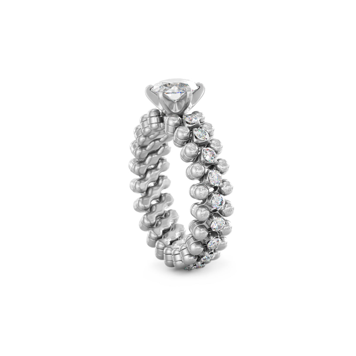 Serafino Consoli Brevetto Solitaire Multi-Size Ring - RMS SL WD 075 3M2 WG WD (WD) aus Weißgold mit Diamant