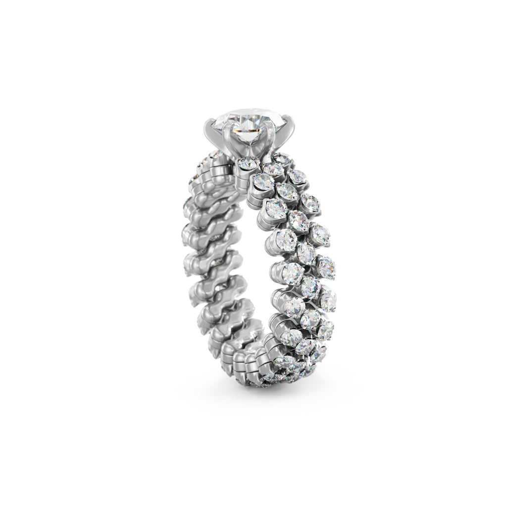 Serafino Consoli Brevetto Solitaire Multi-Size Ring - RMS SL WD 100 3F2 WG WD (WD) aus Weißgold mit Diamant